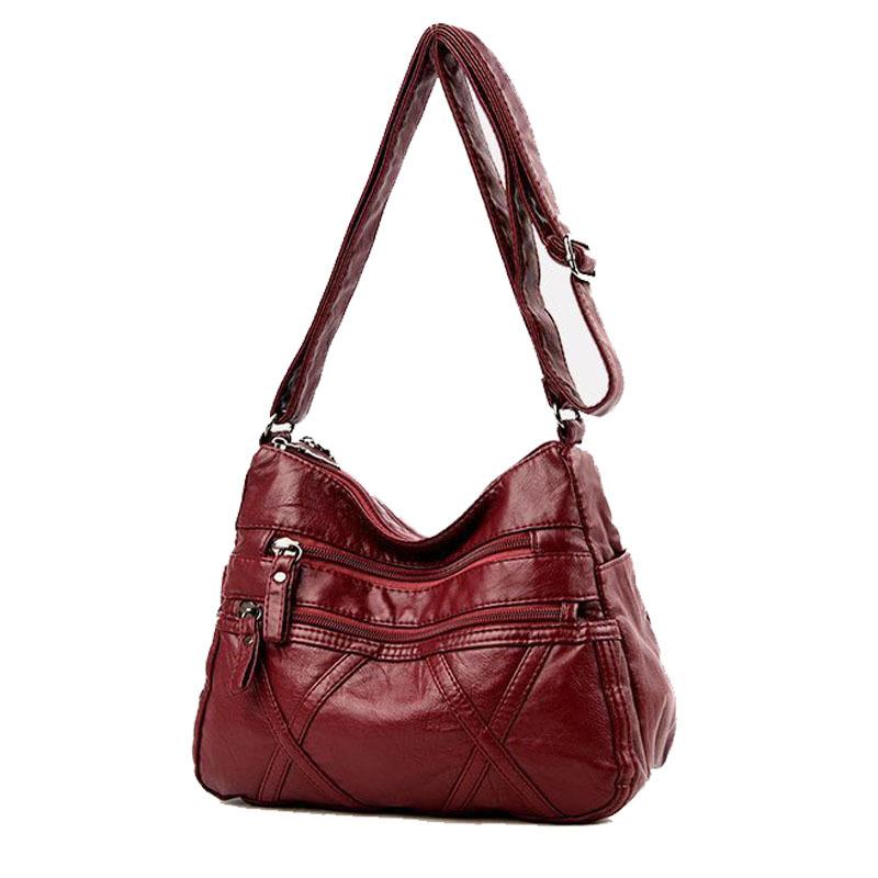 Modische Damen-Umhängetasche, leicht und weich, PU, lässig, Geschenk für die Mutter, Reißverschluss mit mehreren Taschen