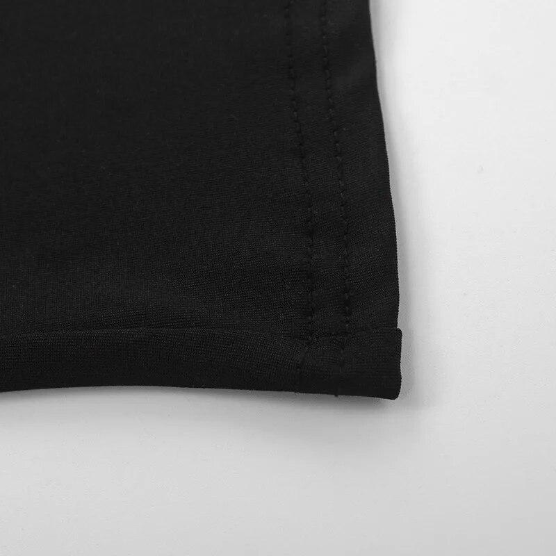 Rückenfreies, sexy schwarzes High-Street-T-Shirt für Damen, aushöhlen, lange Ärmel, Crop-Tops, weiblich, lässig, Streetwear, figurbetont, modisch, solide Grundkleidung 2024