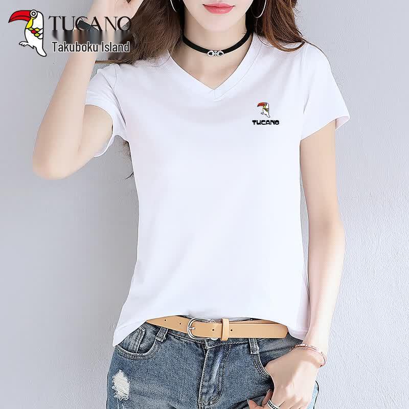 Woodpecker Women's V-Neck Cotton T-Shirt