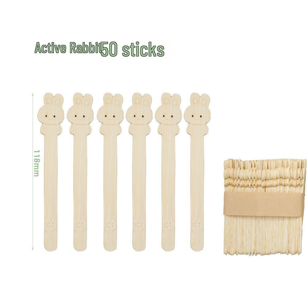Disposable Bamboo Ice Cream Sticks with Cartoon Animal Design and Ambidextrous Logo Tanghulu Skewer