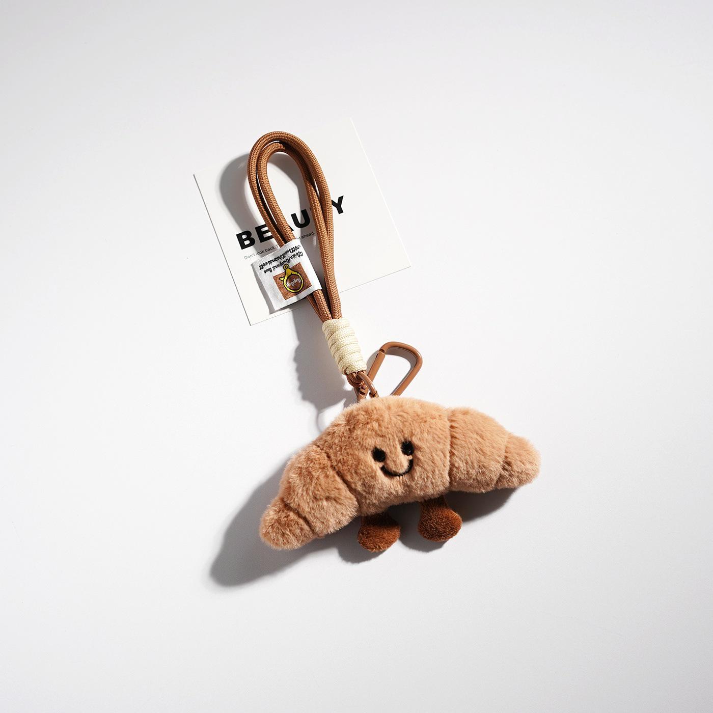 Cute Baguette Plush Keychain Pendant - Cartoon Couple Ornament