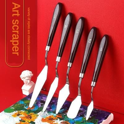 Kunst-Ölgemälde-Messer, neuer Edelstahl-Toner-Schaber, Wasser-Pulver-Farbschaber, 5-teiliges Set mit Künstlerbedarf