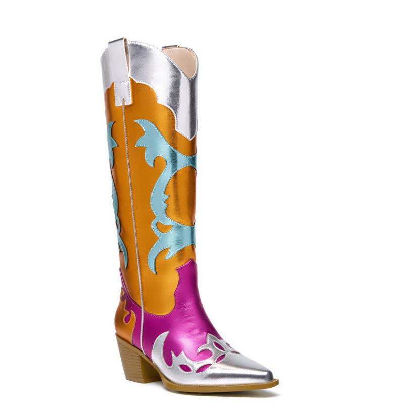 New women's leather boots 20252025 popular western women's boots large size knee boots high heel women's leather boots