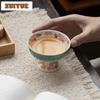 80ml Hand-painted Flowers High Foot Teacup Creative Tea Bowl Tea Cup Set Tea-tasting Meditation Cup Chazhan Master Cups Tea Set