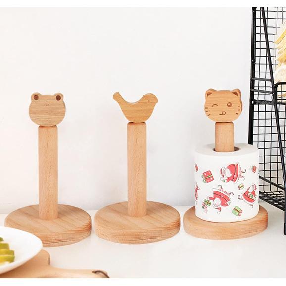 Wooden Paper Towel Holder, Cute Paper Holder Animal Shape Toilet Tissue Paper Roll Holder Storage Stand Wood Paper Towel Holder(Bird)