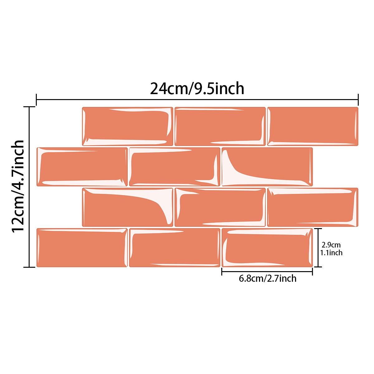 

Мінімалістична наклейка на стіну з плитки з мармуровим цегляним візерунком для ремонту будинку 12cm x 24cm, 10 pcs