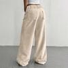 Corduroy Pants For Women Casual Elastic Waist Straight Leg Pants Loose Comfy Trousers With Pockets
