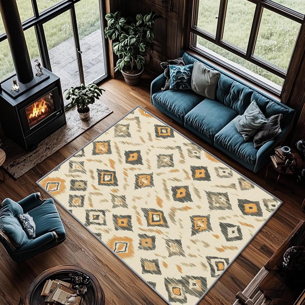 Ethnic Characteristic Carpet with Rich Colors Living Room and Bedroom Fully Covered with Vintage Bohemian Style Carpet
