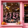Removable Window Film Halloween Ghost/Skeleton Static Clings, PVC Waterproof Glass Stickers, Dancing Skeleton Stickers Decals for Home Party