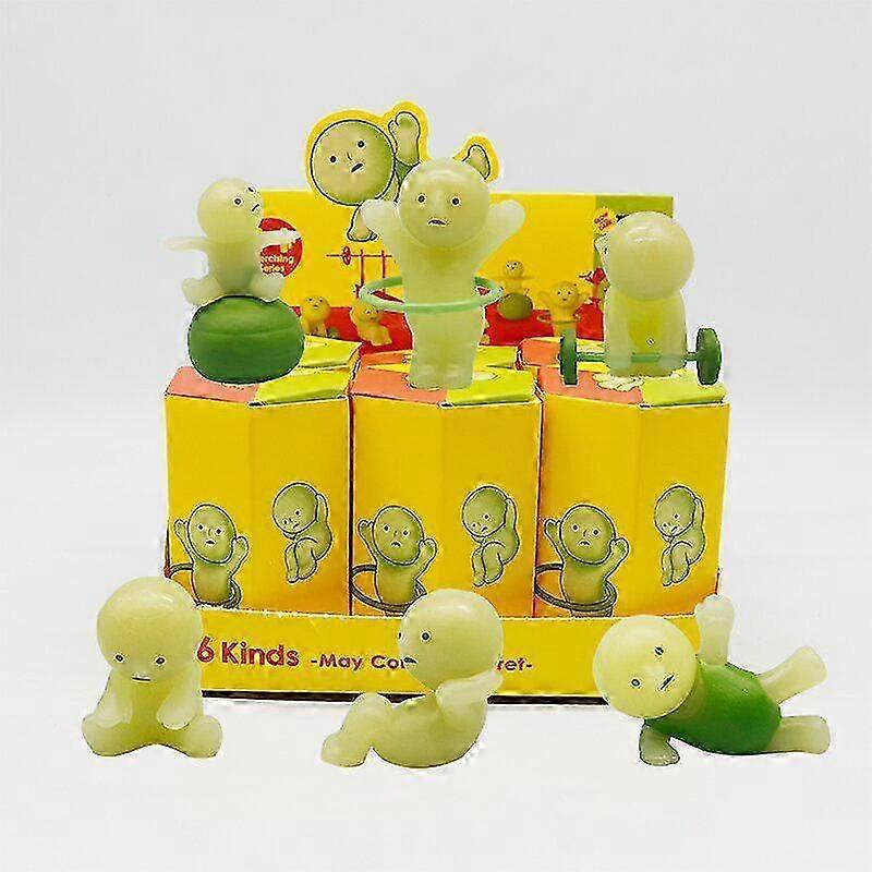 6pcs Smiski Blind Box Sunday Series Yoga Fitness Series Minifigure Noctilucent Decoration Doll Bedroom Toilet