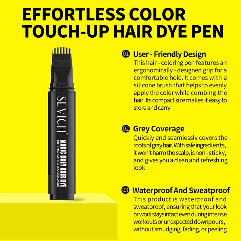 Haarfärbestift SEVICH 4 Farben Haaransatz-Auffrischung Schwarz Braun Haarfarbstift Einweg-Haarfärbecreme Pinsel Haar-Concealer 20ml