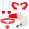 Anal Sex Toys Fox Tail Butt Plug Sexy Plush Cat Ear Headband With Bells Necklace Set Massage Sex Toys For Women Couples Cosplay