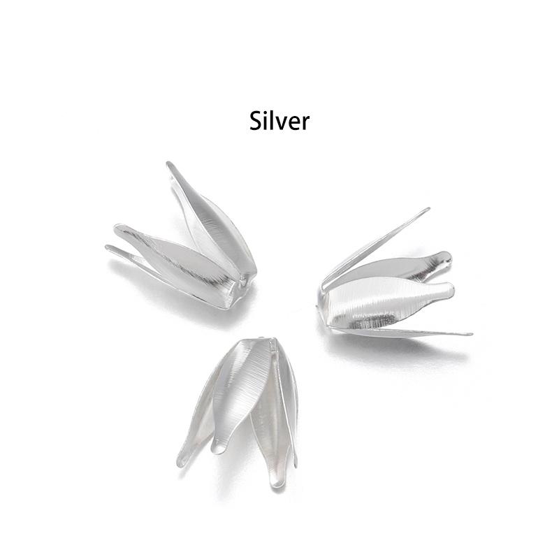 

100pcs/Lot Silver Plated 13mm Flower Beads Cap Findings Bulk End Spacer Charms Bead Cap For Jewelry Making DIY Supplies серебряный