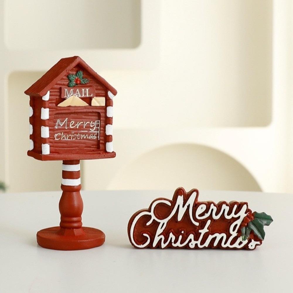Resin Christmas Tree Decoration Set Handicrafts Mailbox Statue Desktop Ornaments Creative Cartoon Mini Christmas Tree Party