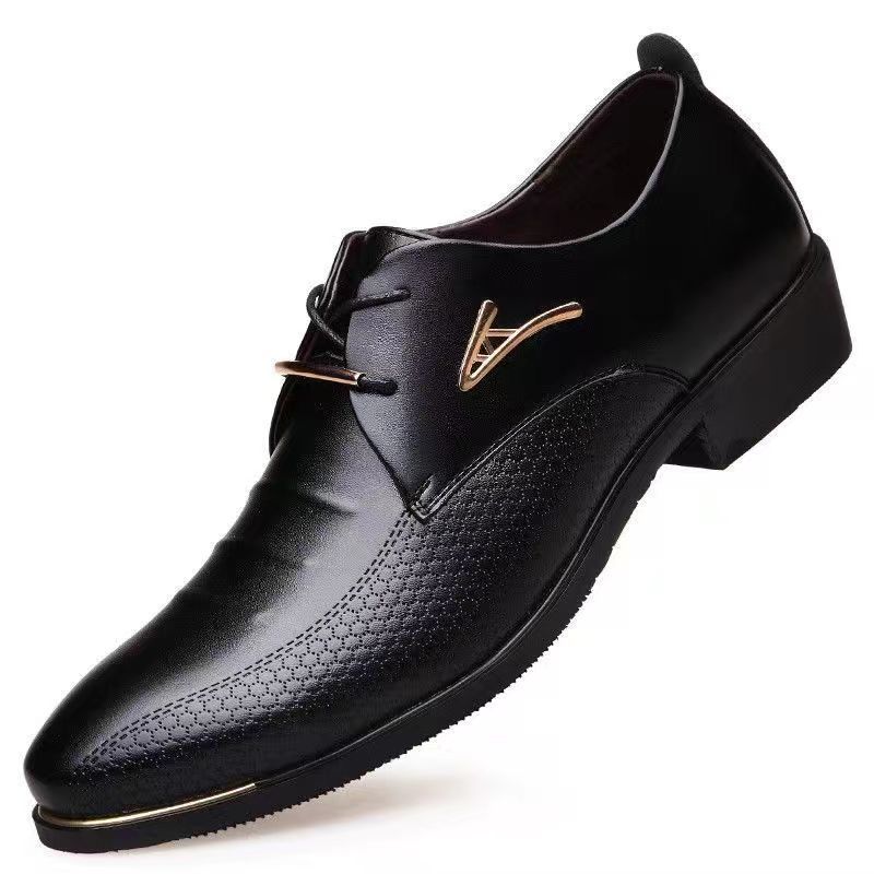 Men's Autumn Plus Size Men's Shoes Dress Leather Shoes Men's Business Casual Shoes Lace-up Pointed Toe Low Top Single Leather Shoes