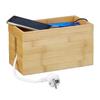 Relaxdays boîte à câbles bambou, multiple, compact, universel, pratique, organisation câbles hxlxp 14x 25,5x14 cm nature