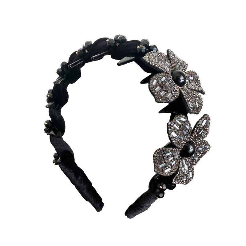 Elegant Diamond Hair Clip  Three-Dimensional Flower Headband Handmade Sparkling Hair Hoop Lady Hair Accessories