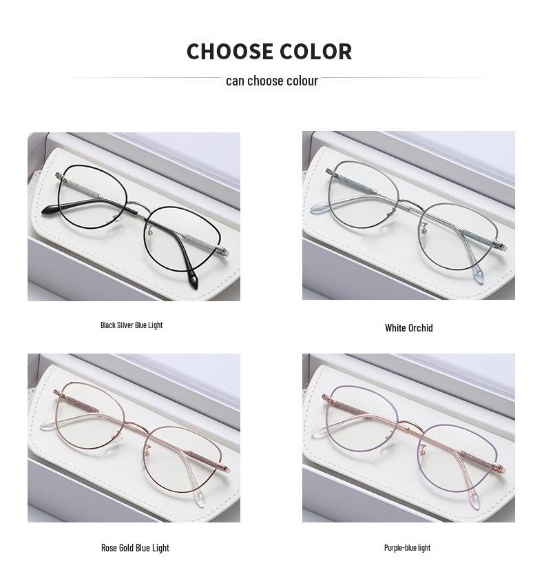Gold Wire Retro Round Eyeglass Frames for Women - Optical Myopia-Fit, Korean Style, Large Face Trendy Design.