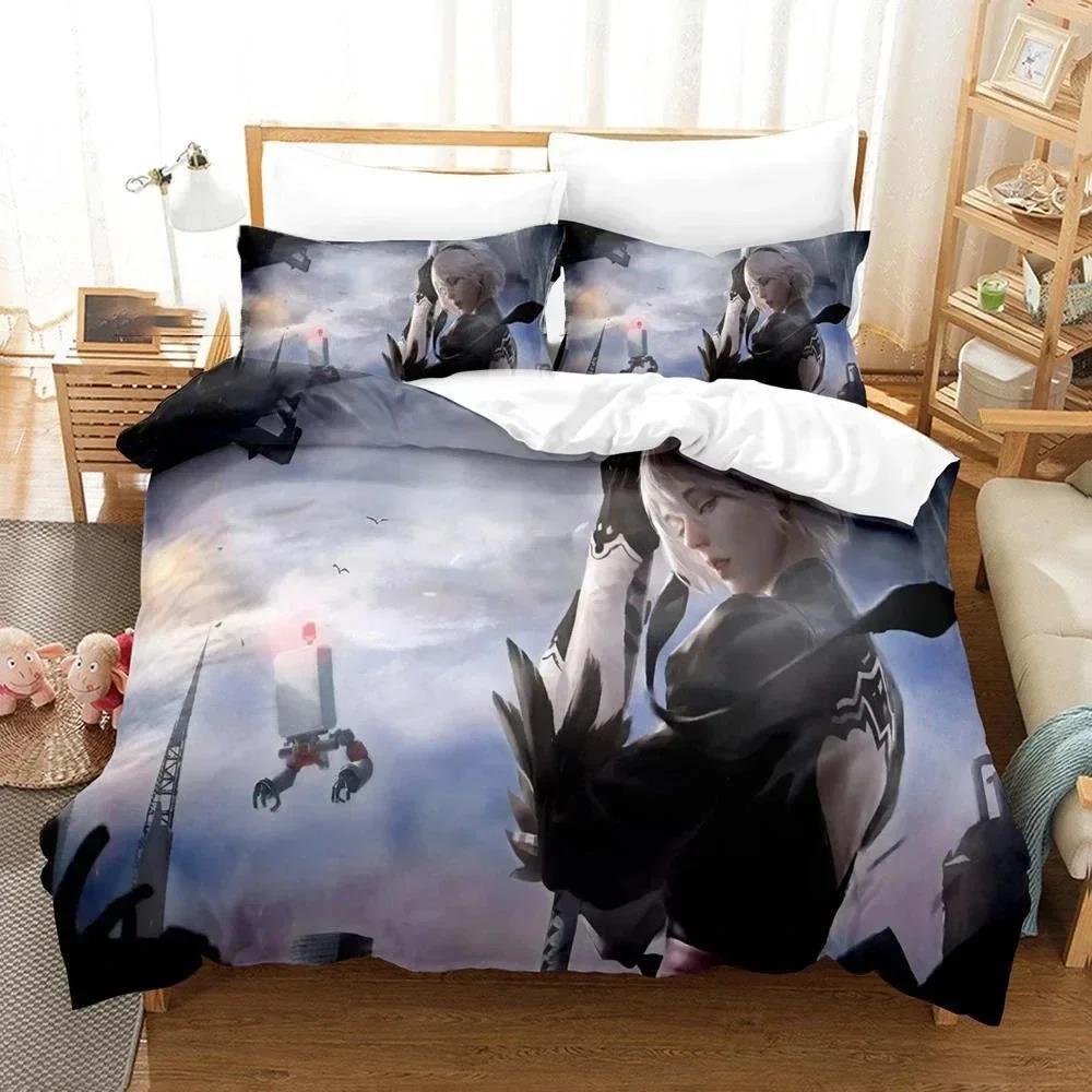 3D Printed NieR Automata Beding Set For Bedrom Soft Modern Bedspreads Comefortable Children Kids Soft Duvet Cover Comfortable Quilt Cover And
