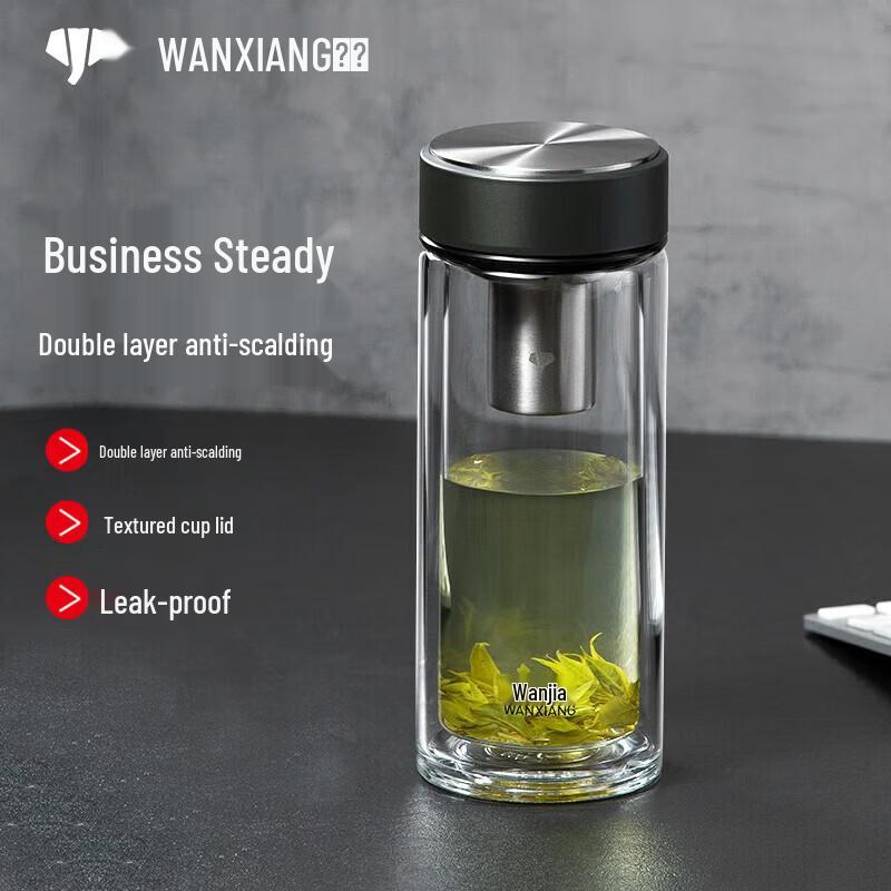 

WANXIANG Double-Layer High Borosilicate Glass Tea Travel Mug