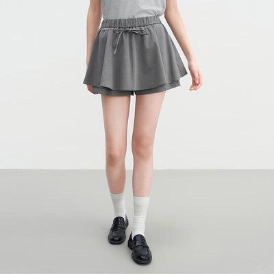 Leding Bow Elastic Waist Pleated Skort