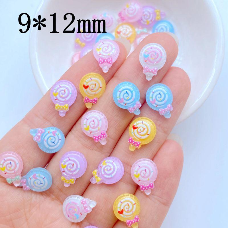 50Pcs New Cute Mini 9*12mm Lollipop Flat Back Resin Scrapbooking DIY Jewelry Craft Decoration Accessories