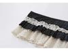 Authentic American Retro Plaid Ruffle Lace-Up Layered Skirt for Women