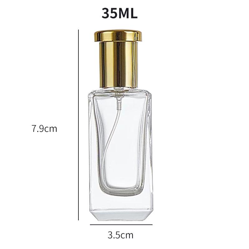 35ml Transparent Glass Perfume Bottle with Press-Type Hydrator - Portable, Sealed for Decanting and Floral Water.