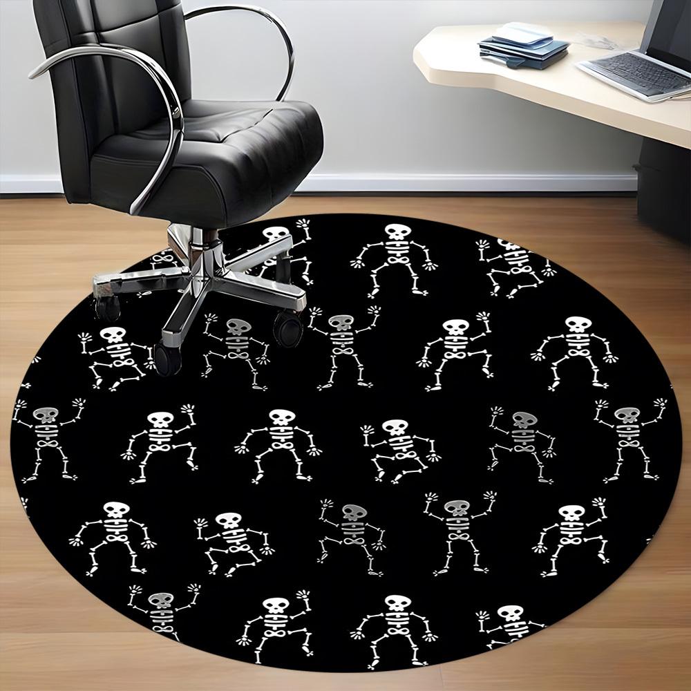1pc Skeletoons Chair Carpet for Office, Indoor Non Slip Washable Polyester Fiber Carpet,