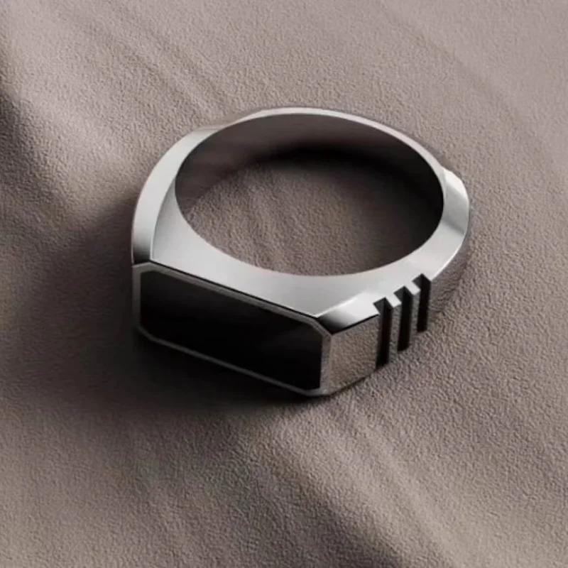 Drip Oil Electroplated  Trendy Hip Hop Square Ring Aggressive Personality Retro Men's Ring