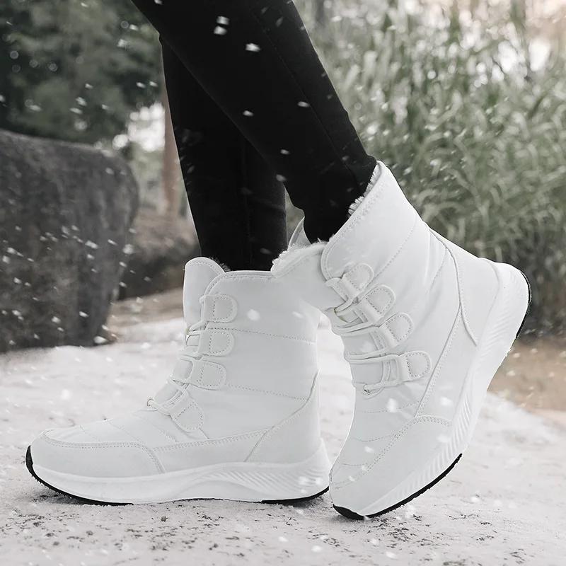 Fashion Women Boots Winter White Snow Boots Short Style Upper Non-slip Quality Plush Botas Invierno Platform Shoes Botas Mujer 2025