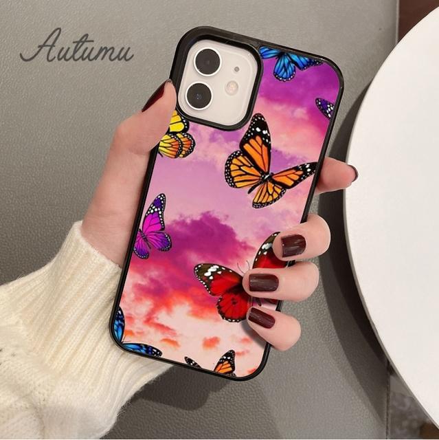 

Cute Butterfly Flowers Phone Case for iPhone 11 12 13 14 Pro Max mini X XR XS SE 2020 5 6S 7 8 Plus Samsung Galaxy S21 S22 Cover Samsung S22ultra