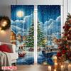 2ks 2D plochý tisk Veselé Vánoce Párty Závěsy Sníh Vánoční scéna se světly a chatkami Polyester Bez elektřiny