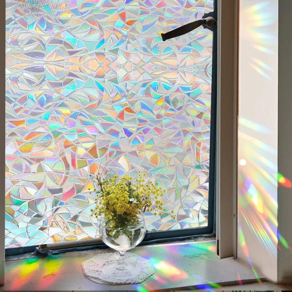 1Roll Anti-look Window Film 30/40/50/60cm Privacy Stickers  Shower Windows Rainbow Decoration