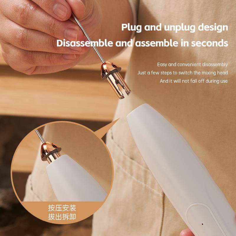 Kabelloser Milchaufschäumer, Handlicher Elektrischer Schneebesen, für Perfekten Cappuccino, Matcha, Hafermilch, Suppe, Eier, Tragbare Küche, Backwerkzeug, Geschenk für Kaffeeliebhaber