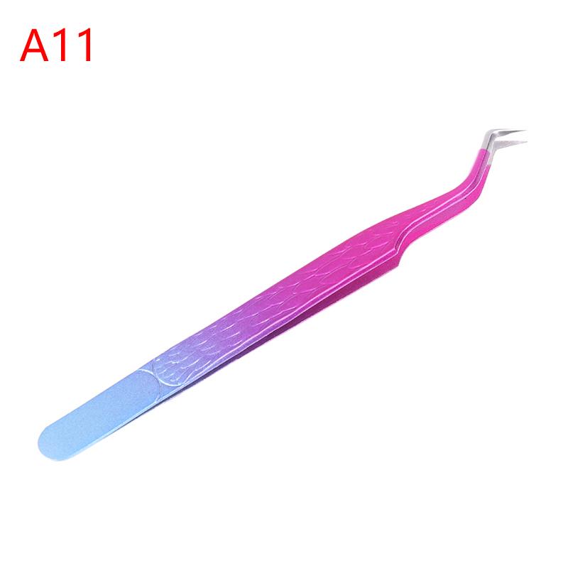 Tweezers For Eyelash Extension Colorful Stainless Steel Superhard Tweezers High Precision Anti-Static Makeup Tweezers