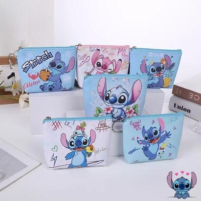 Stitch Cute Creative Coin Purse Student Mini Bag Portable Card Holder Cartoon Key Storage Bag Womens Wallet As Birthday Gift
