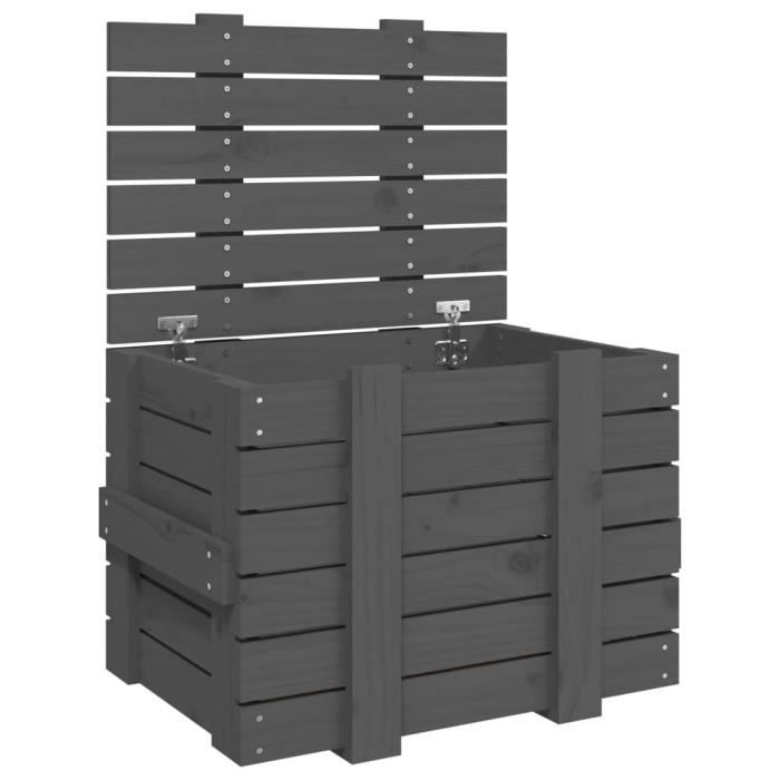 VidaXL Boîte de rangement Gris 58x40,5x42 cm Bois massif de pin 824995