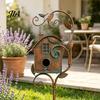 Estación de Pájaros Rústica Casa de Metal Estacas para Jardín, Decoración Comedero, Regalo Resistente a la Intemperie para Amantes Decoración de Arte en Hierro Césped Exterior Jardín Macizo Decoración Salvaje