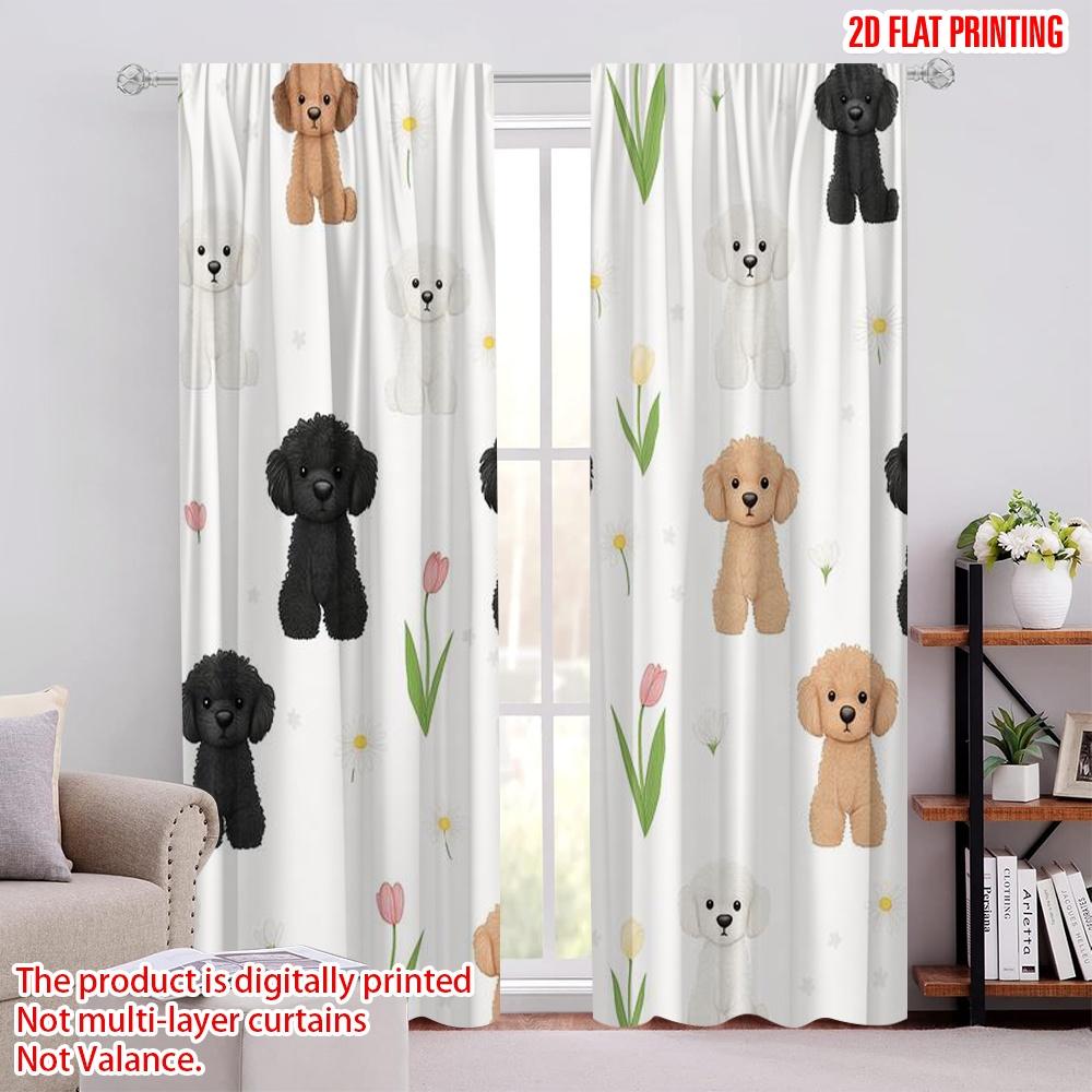 

2pcs,2D plane printing Pattern Curtains Poodle Pattern Durable 100% Polyester Fabric (without rod) Decorations Outdoor Perfect 52.50 × 116.00 cm 2 pcs