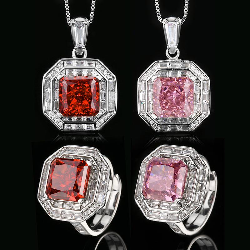 Jewelry High Carbon Diamond Ice Flower Cut Copper Inlaid Princess Square Set Decorative Main Stone 10 * 10