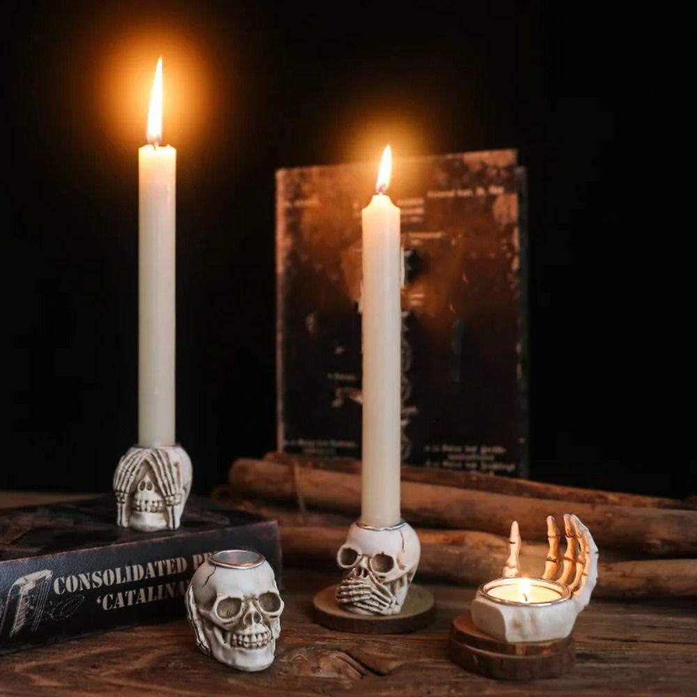 With Built-in Metal Tray Skeleton Palm Candlestick Candle Holder  Escape Room