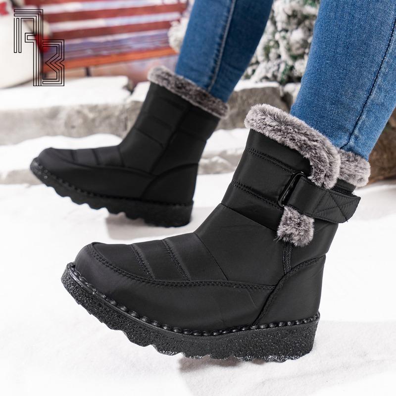 Women'S Snow Boots, Outdoor Plush Widened Midsole Cotton Shoes, Fashionable And Versatile Waterproof Cotton Boots