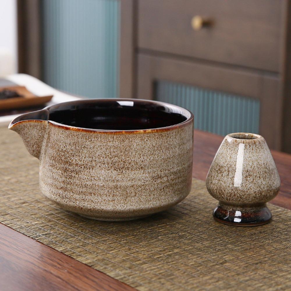 

2PCS Food Grade Matcha Bowl Set Ceramic Japanese Chasen Chawan New Japanese Green Tea Bowl