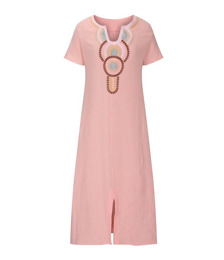 

Платье с вышитым разрезом S розовый