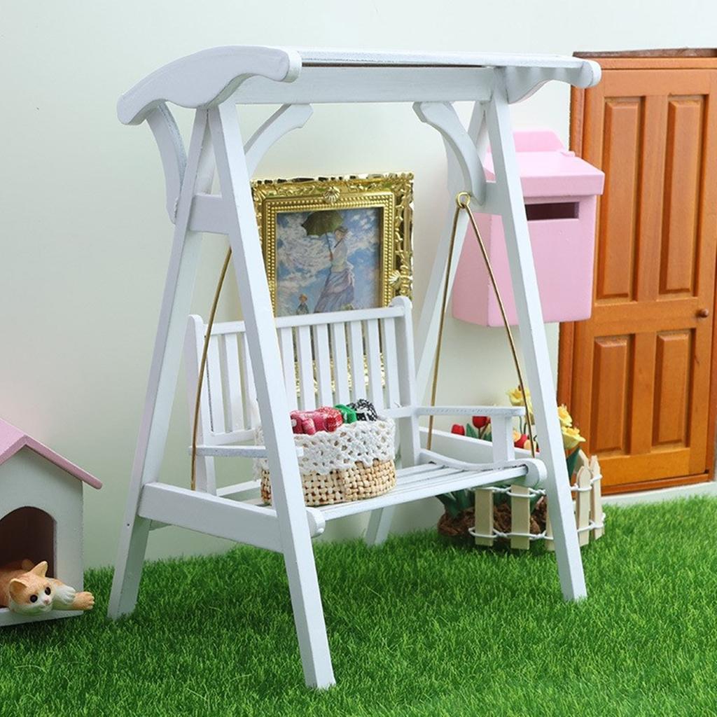 Simulation Miniature Swing Chair Furniture 1/12 Dollhosue Garden Scene Setting Children Creative Craft Project Decors