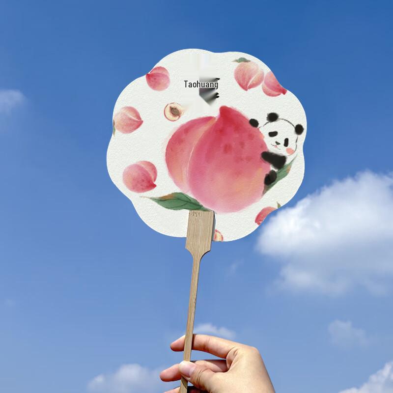 Ручная роспись, китайский стиль, персиковый панда, круглый веер