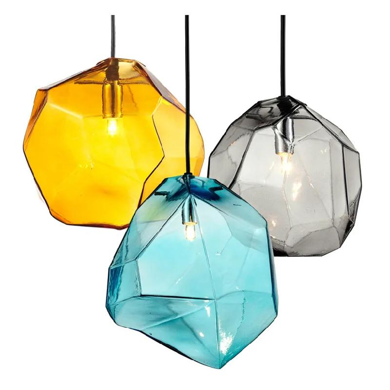 Simple Stone Glass Pendant Light Colorful Indoorp The Restaurant Dining Room Bar Cafe Shop Lighting Fixture