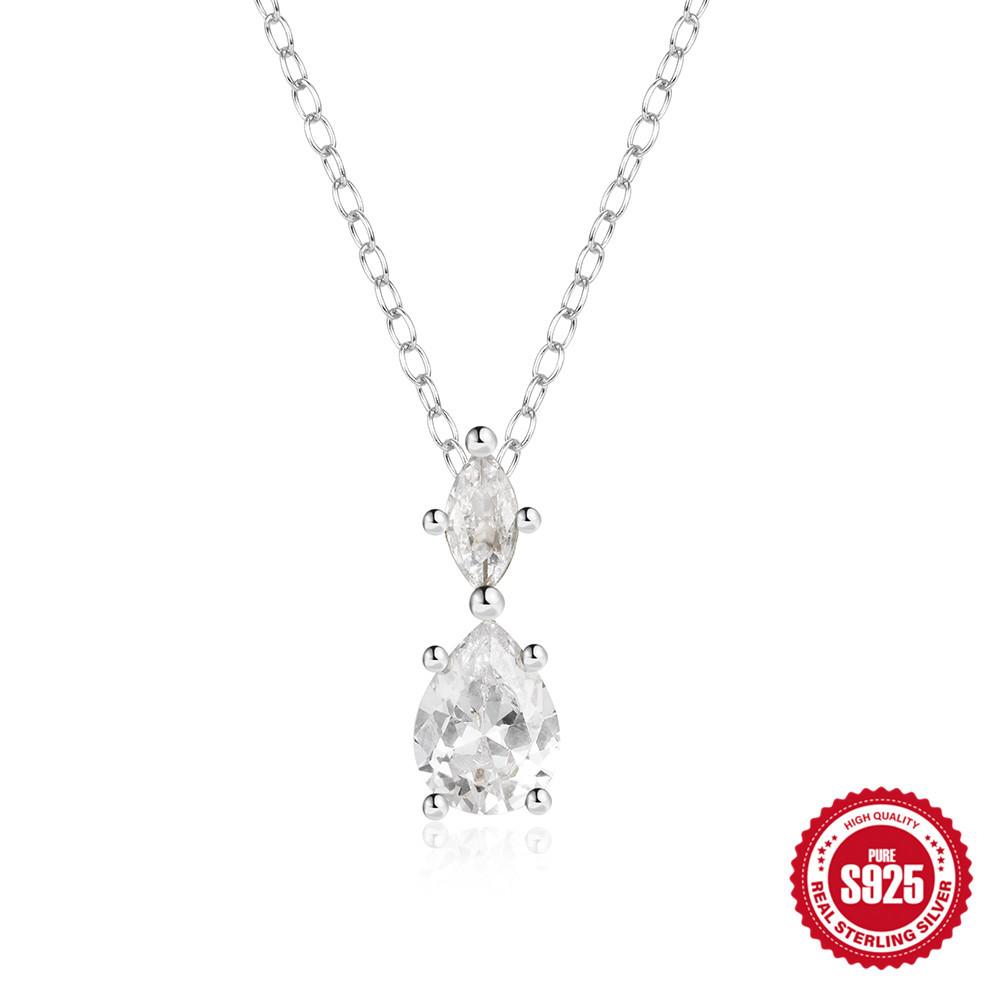 

Fashion Style S925 Sterling Silver With Diamonds Temperament Luxury Water Drop Pendant Wedding Engagement Necklace Accessories Women 925 Silver белого золота