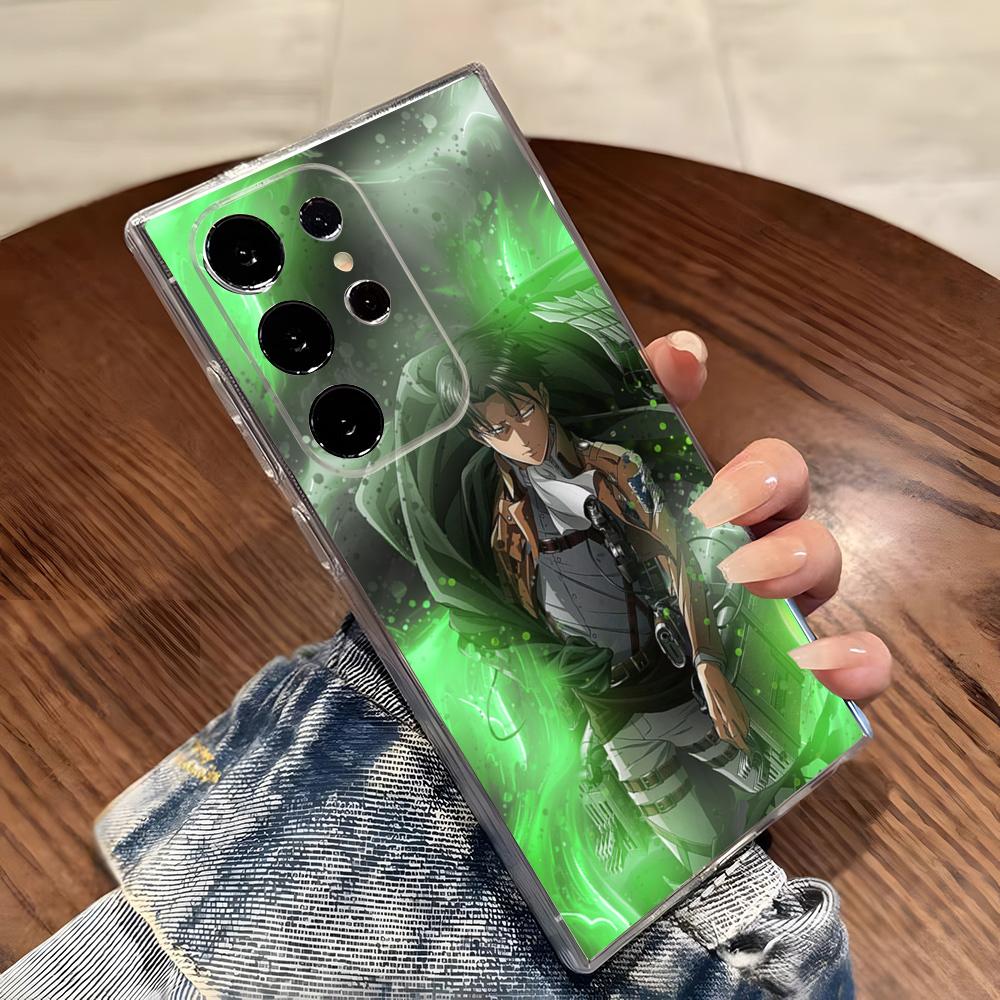 Japanese Anime Attack On Titan Phone Case For Samsung S26 S25 S24 Ultra S23 Fe S22 S20 S21 Plus Plus 5G Fe Transparent Cover